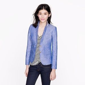 J Crew Light Blue Linen Scoolboy Blazer.